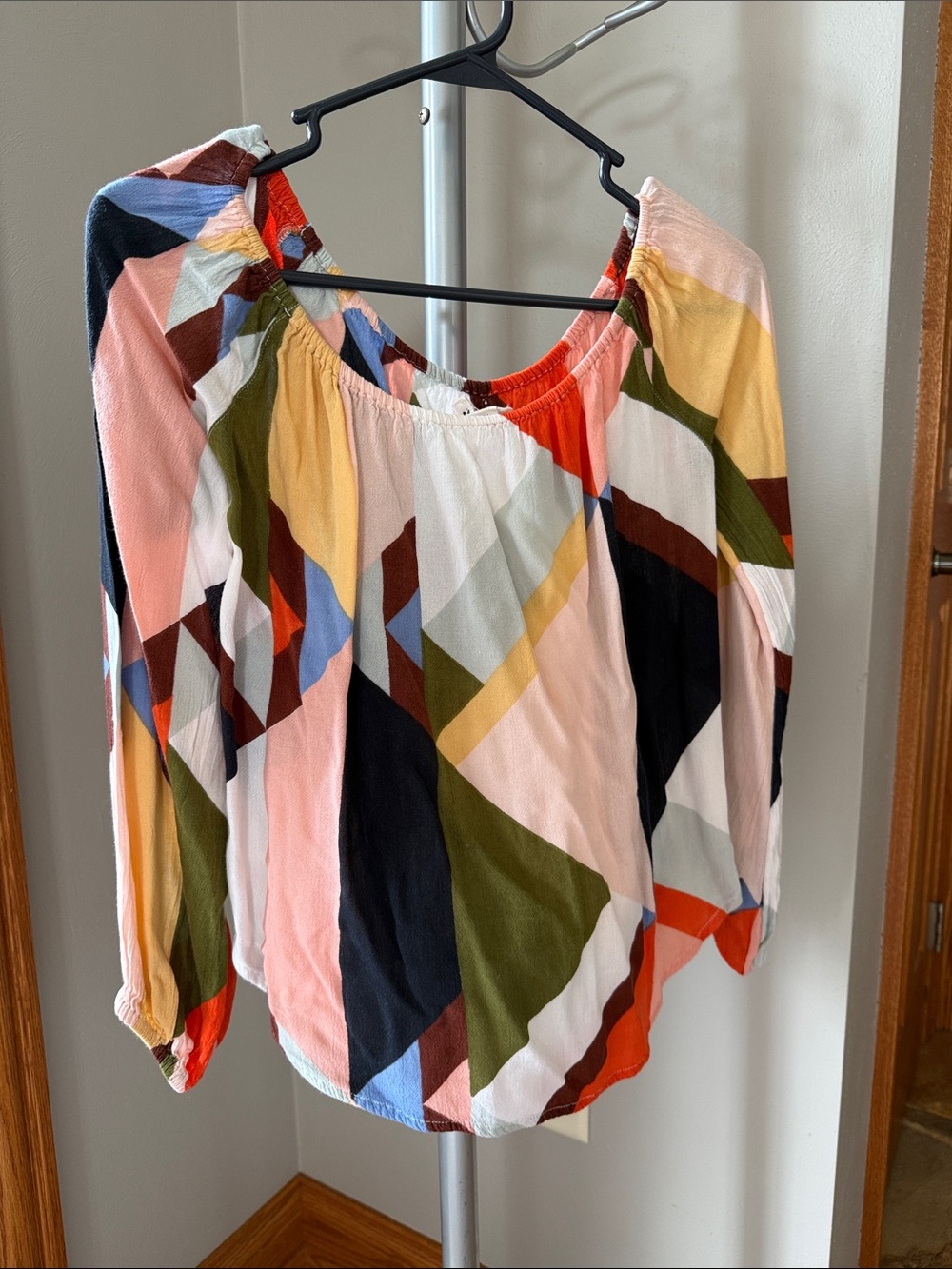 Multicolor Geometric Off-Shoulder Women's Top